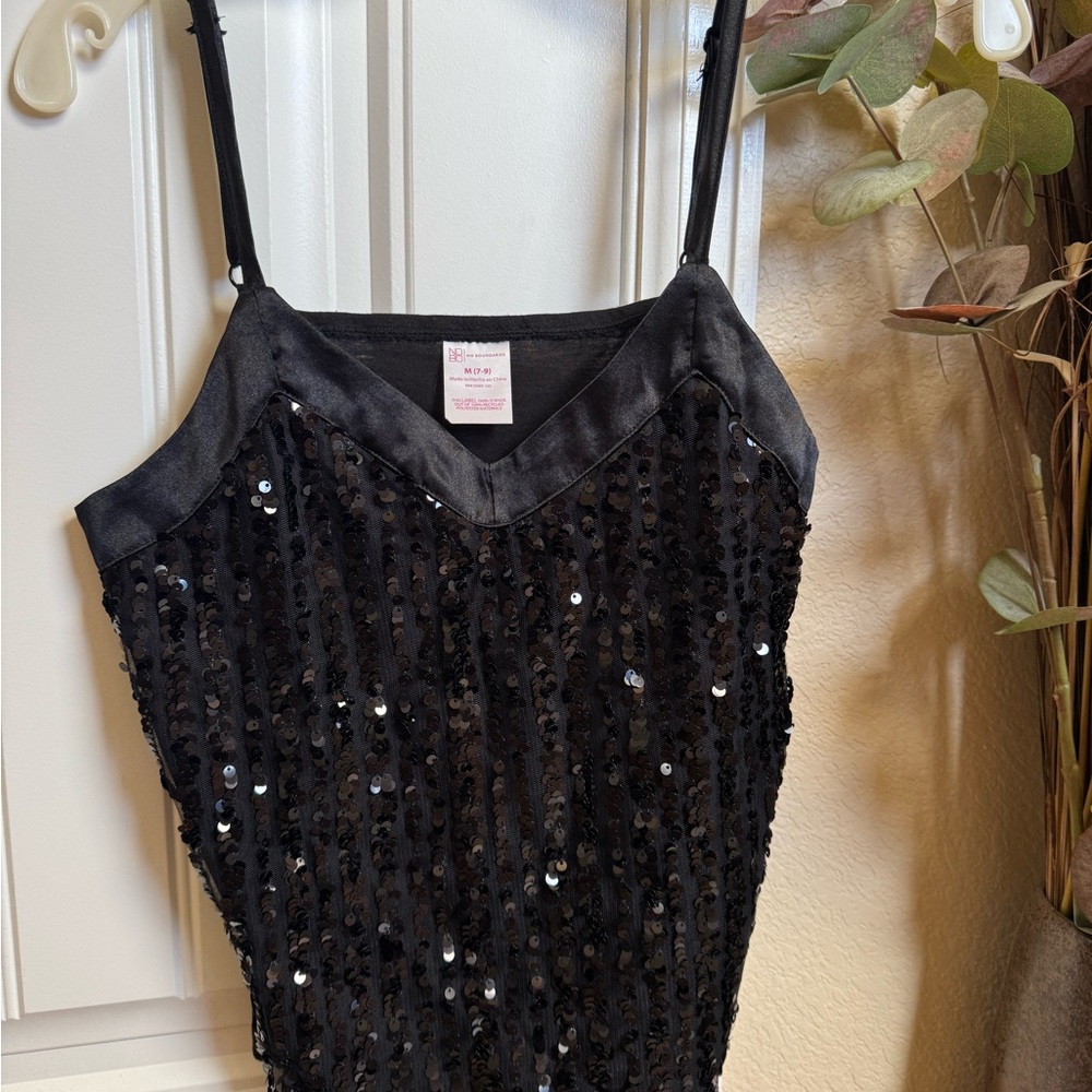 No Boundaries Black Sequin Strappy Top